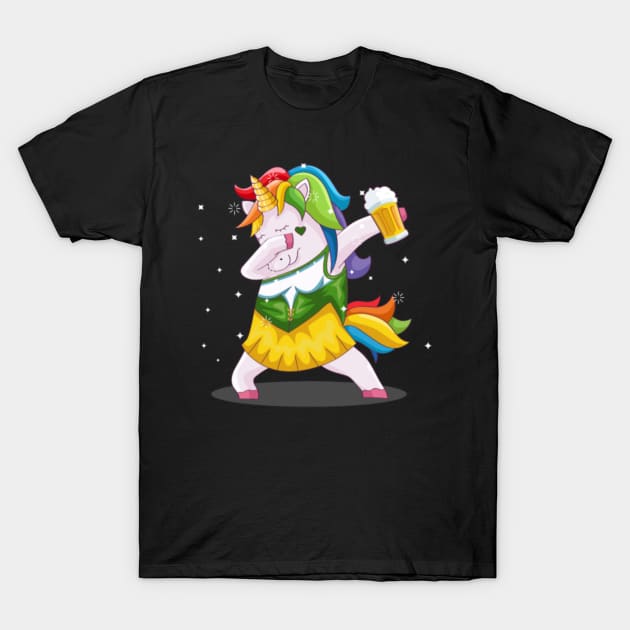 Oktoberfest Party Unicorn beer Mass and Dirndl T-Shirt by flickskyler179